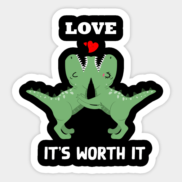 Funny dinausor T rex hug me valentine day Sticker by Flipodesigner